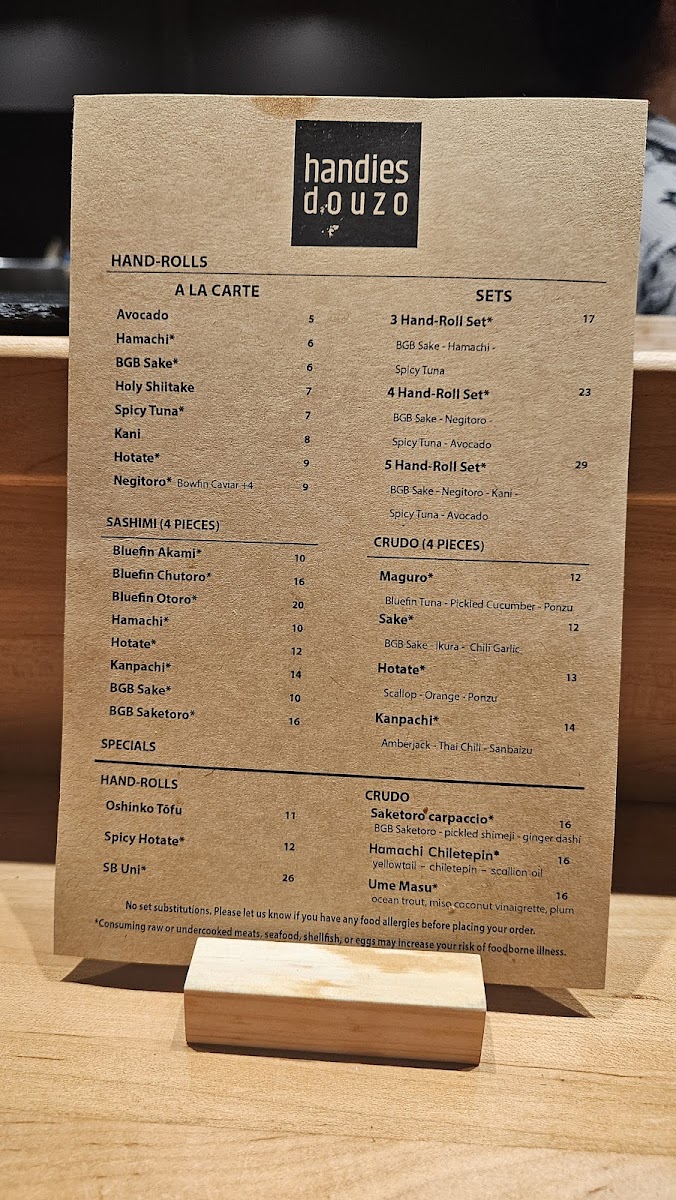 Handies Douzo Menu - Image 2