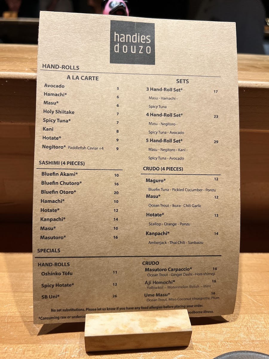 Handies Douzo Menu - Image 3